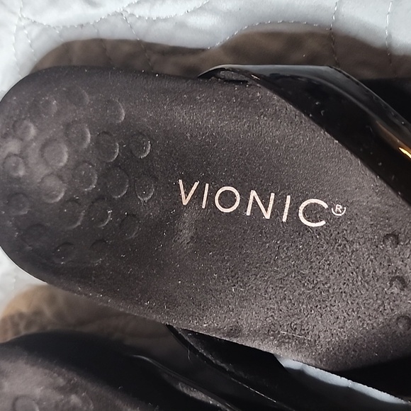 Vionic Bella Bella II Flip Flops Size 7.5 Black Bows With Silver Classy Cute - Picture 6 of 16